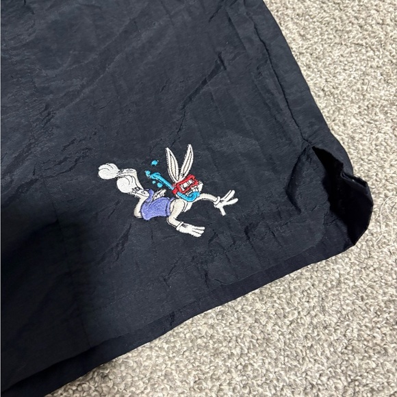 VTG Looney Tunes Bugs Bunny Black Swim‎ Trunks Shorts Men's Size XL - Picture 3 of 8